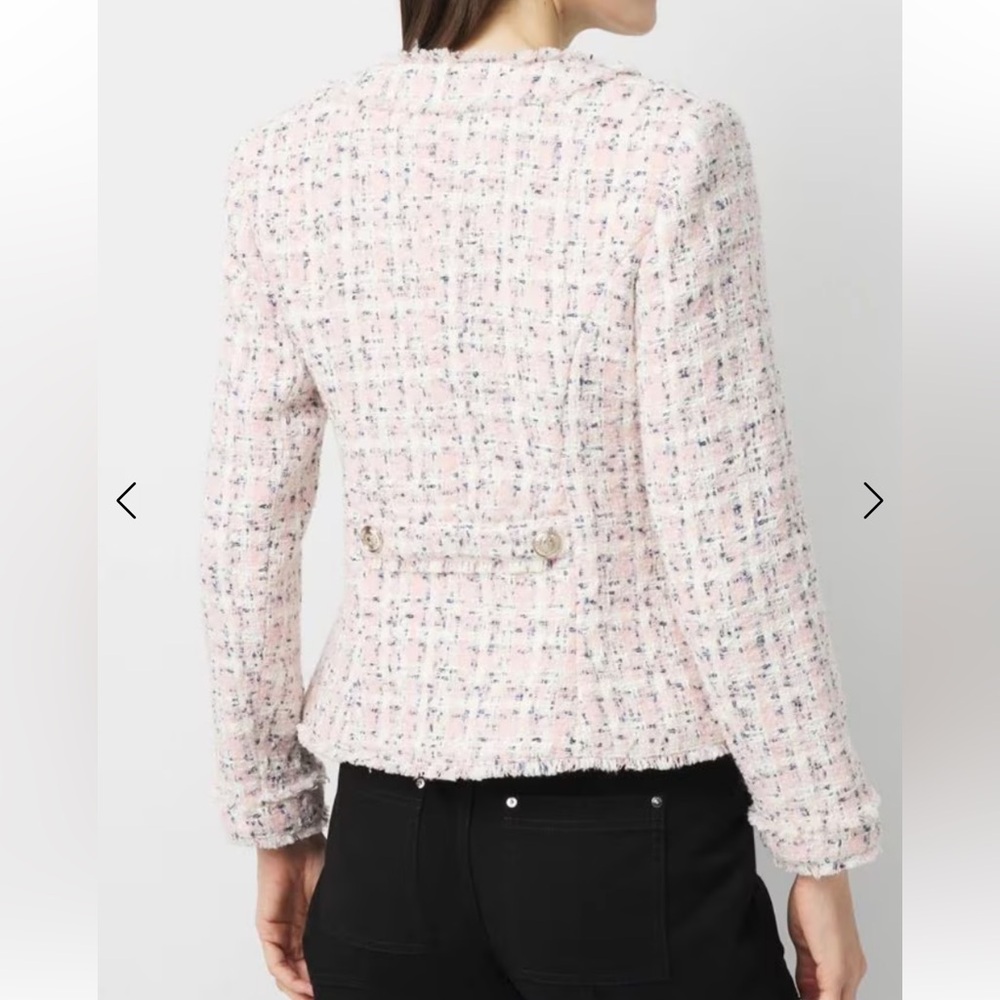 $200 WHBM  Shimmery Womens Pink Tweed Jacket size 14 NEW - Picture 3 of 15